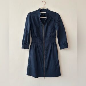 EXC Mango MNG Cotton Navy Poplin Zip Front Utility Mini Dress XS//Small